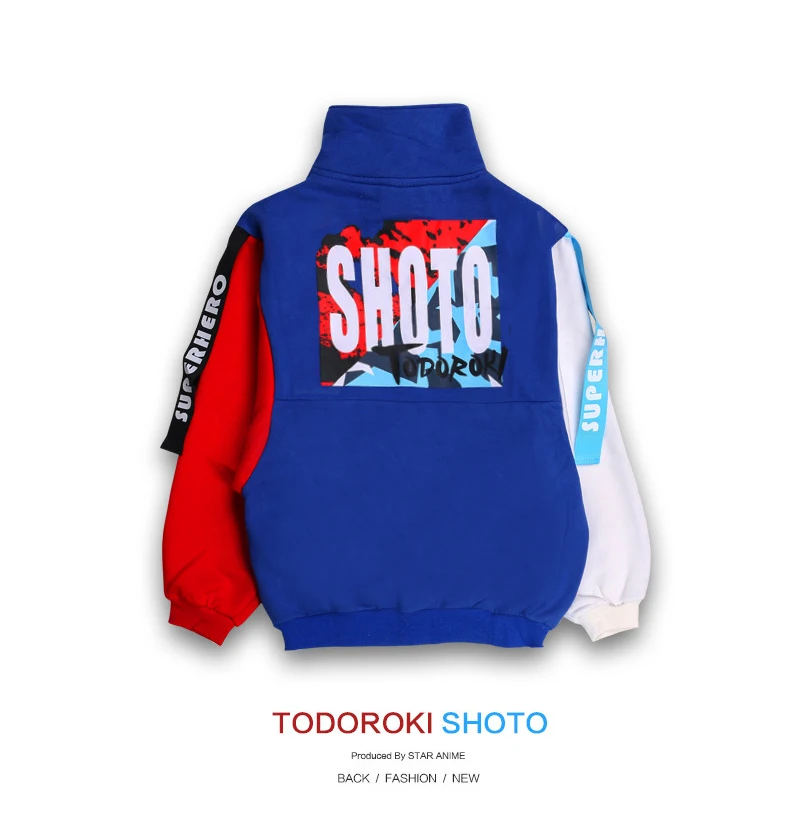 Аниме мой герой Академии Todoroki Shouto мультяшный костюм для женщин для мужчин хлопковый пуловер сращивания рукав «летучая мышь» Кофты на молнии