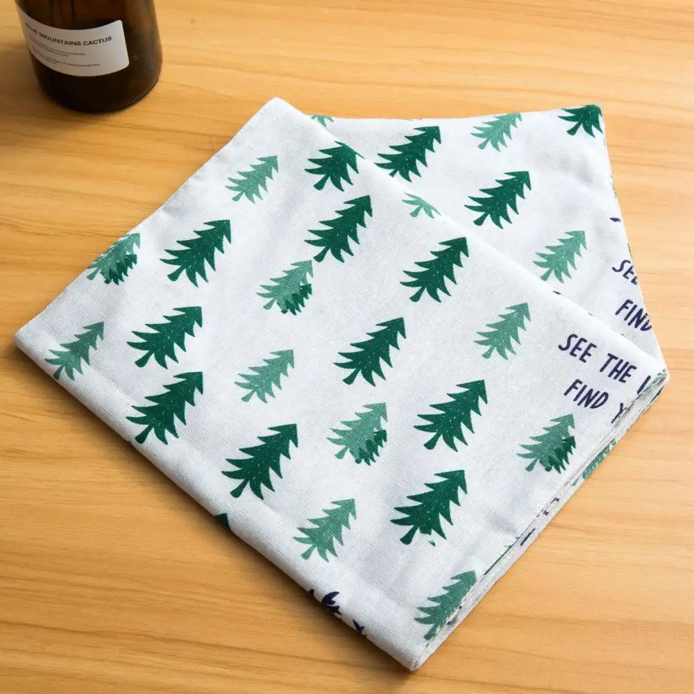 

Modern Cotton Table Runner Deerlet Pattern Party Wedding Decor Crafts Table Cloth With Tassels Festival Decoration Accessories