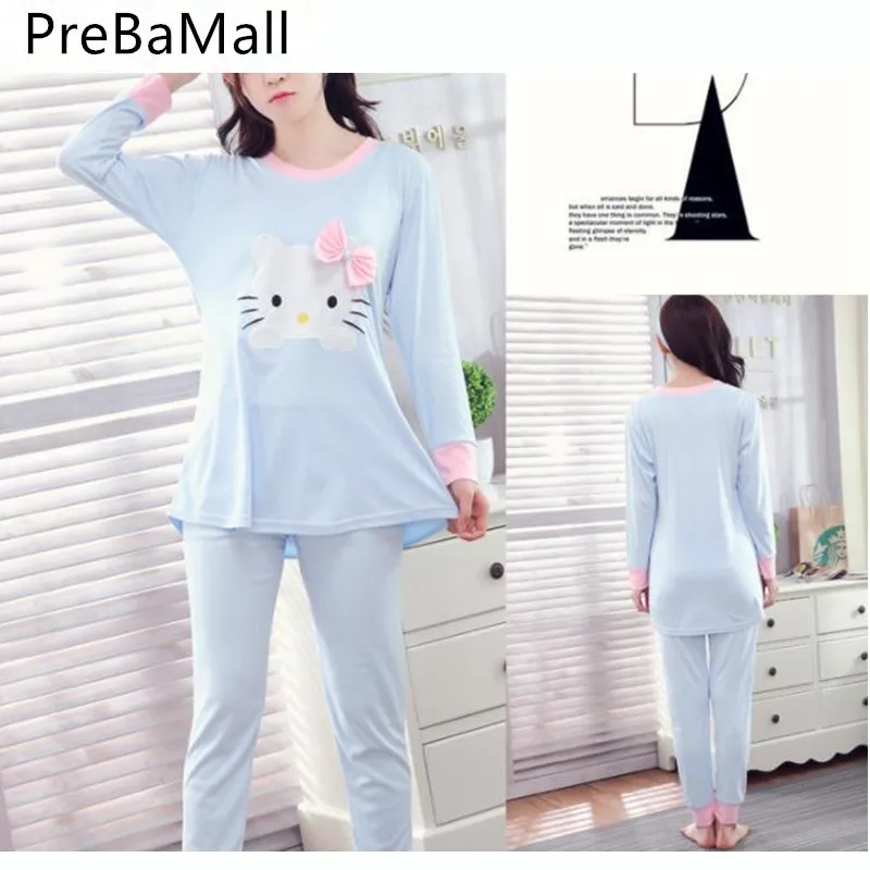 Хлопковая футболка с длинными рукавами одежда для кормящих зимняя Пижама