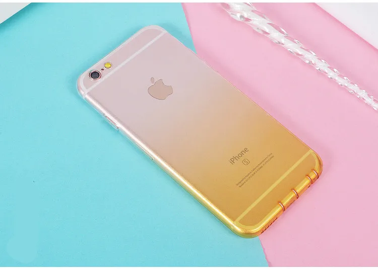 Цвет: желтый Чехол для iphone X XR XS Max 7 8 Plus силиконовый мягкий цветной прозрачный градиентный Розовый Фиолетовый Тонкий чехол для iphone 6s 6 5s se - Цвет: Цвет: желтый