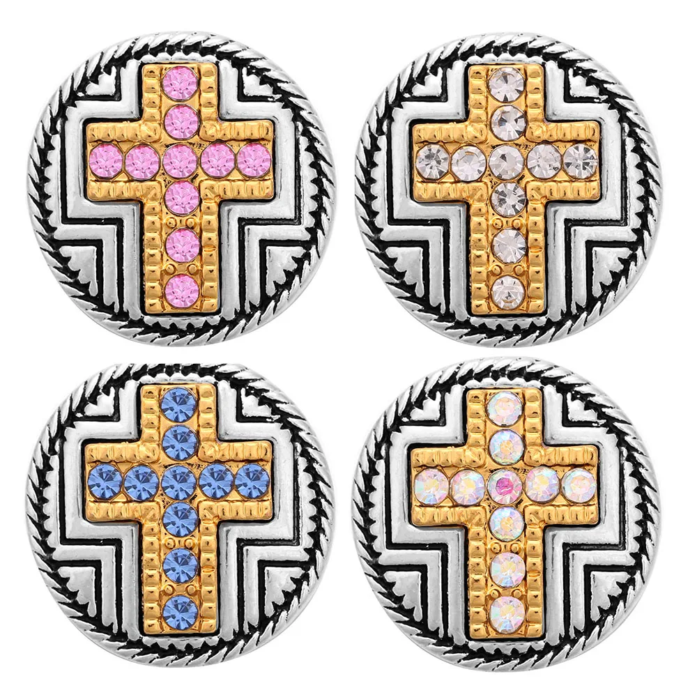 6 шт./лот новые застежки ювелирные изделия 18 мм Смешанные Стразы Крест кнопки