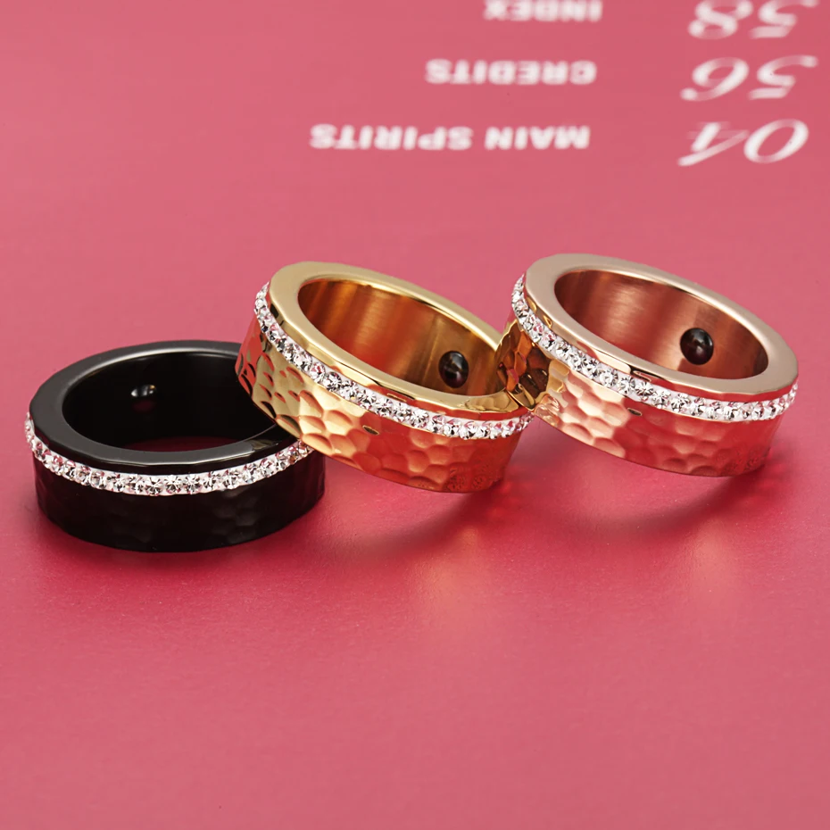 RainSo женское кольцо гематит здоровья полный стразы элегантный нержавеющая сталь