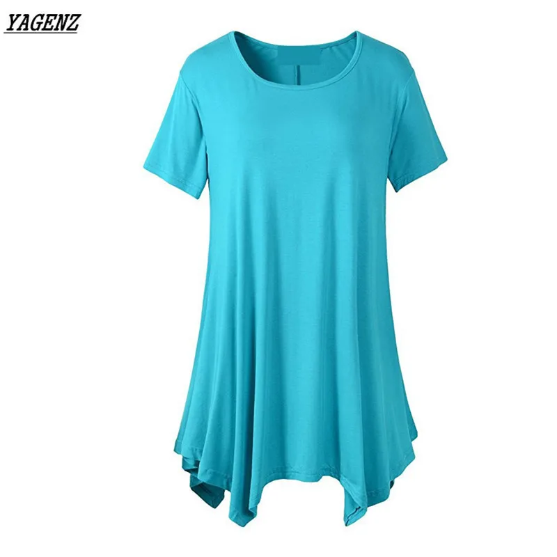 Футболка женская летняя с круглым вырезом и коротким рукавом средней длины|summer t