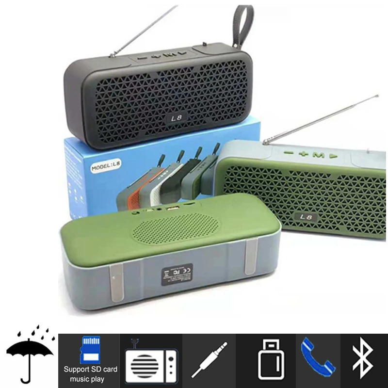 10-ваттный беспроводной сабвуфер портативный динамик Bluetooth с защитой от воды, внешней FM-антенной, наружным бумбоксом, TF-плеером MP3, USB-звуковой панелью для Xiaomi On.
