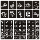 Трафарет для татуировок из хны мелкие блестки, 70 шт., для женщин, девочек, детей, цветок, Бабочка, мультяшный Аэрограф, трафарет для рисования татуировок