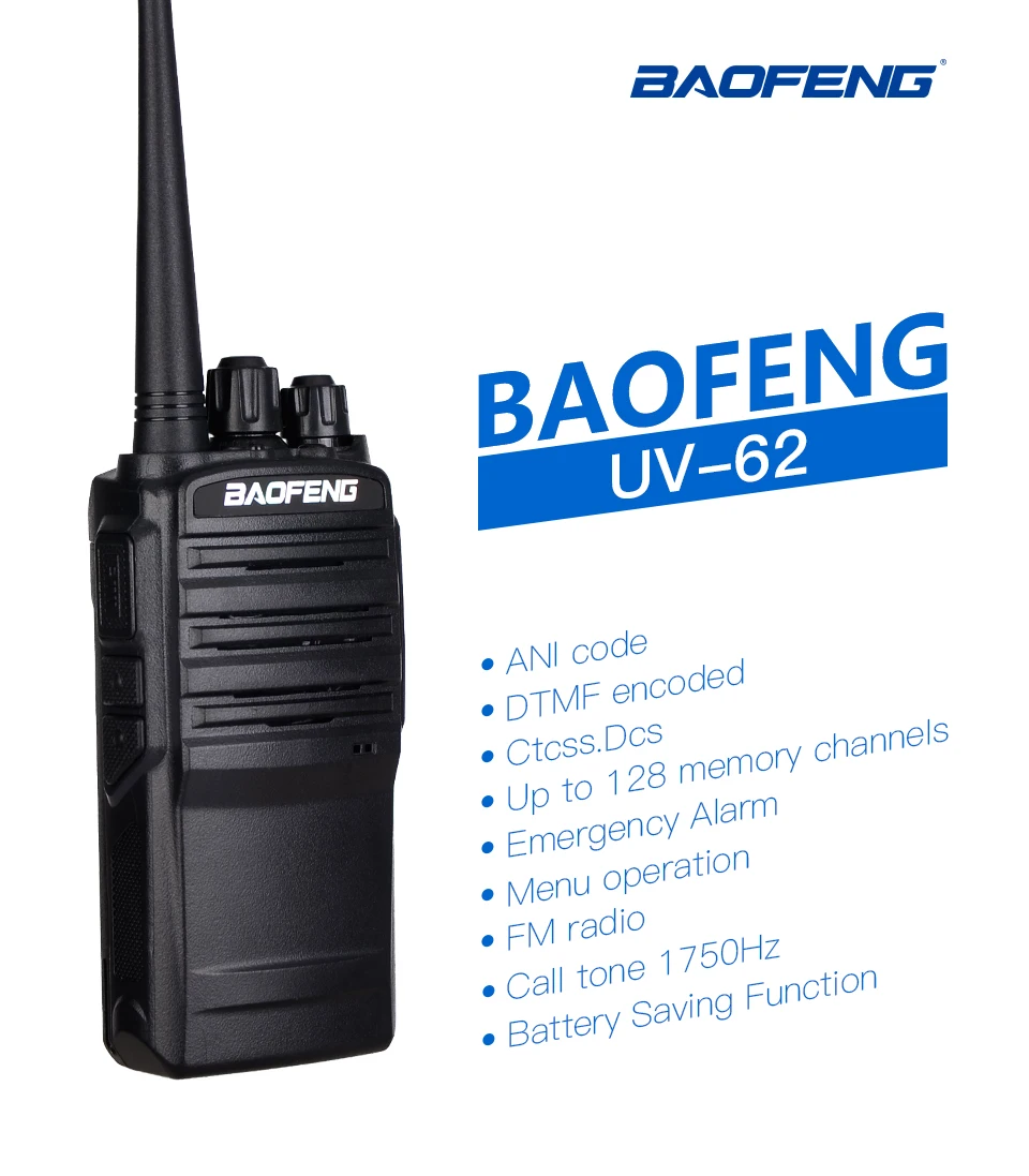 BaoFeng UV-62 Walkie Talkie Портативный Мобильная рация PTT 5 Вт 128CH UHF DTFM VOX 1750 Гц Тон FM VOX 1800 мАч UV62 CB радио переговорные