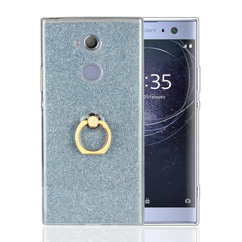 Блестящий чехол с кольцом для пальца для sony Xperia Z5 C5 Z4 Z3 C3 XZ4 XZ3 XZ2 XZ Z2 XA2 Z1 XZ1 F8342 компактный Премиальный XA1 C6 xa ультра полное покрытие - Цвет: blue
