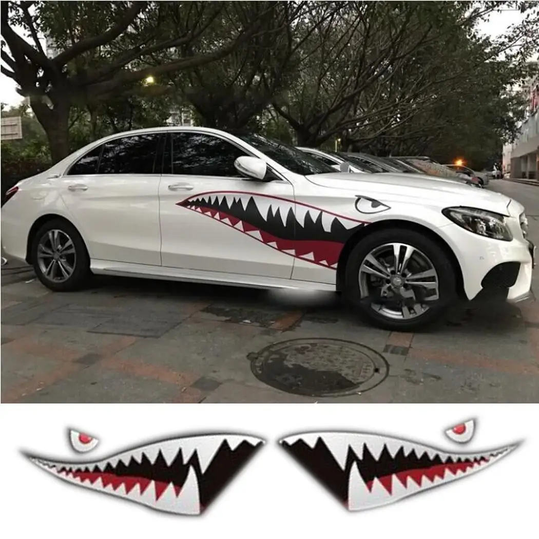 2 шт./пара креативная пасть акулы шаблон стикер s пара наклейки для автомобиля