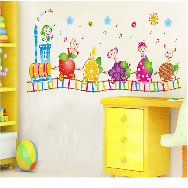 Творческие наклейки с героями мультфильмов фруктовым поездом детские для