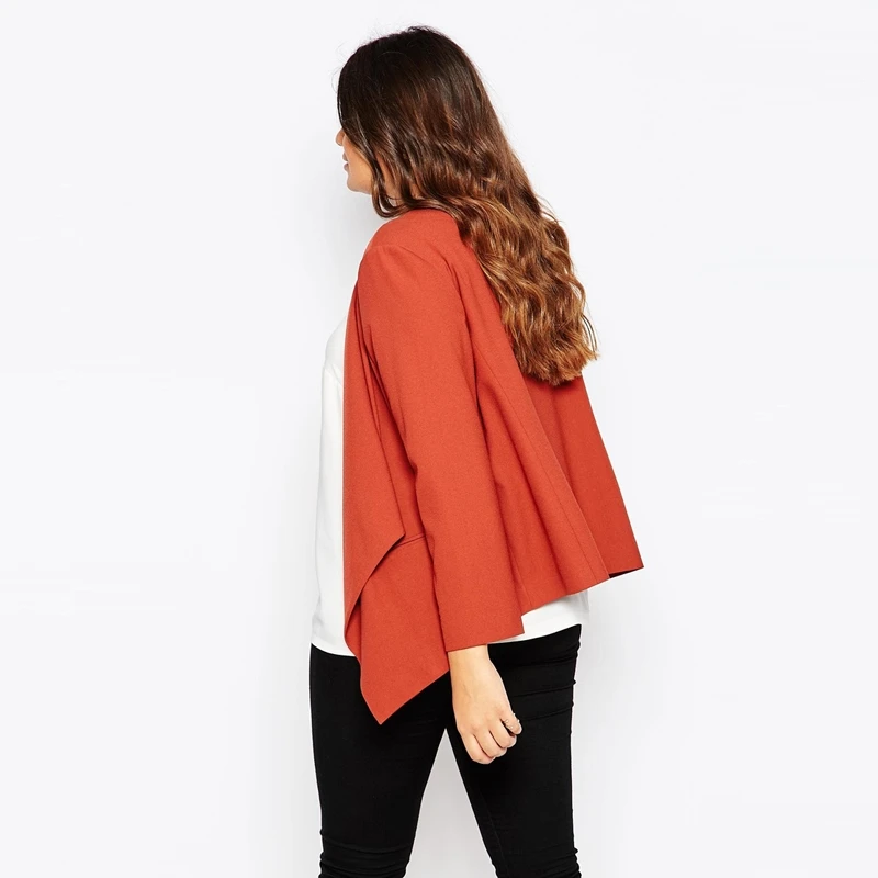 Женские офисные блейзеры и куртки элегантный асимметричный однотонный Тонкий