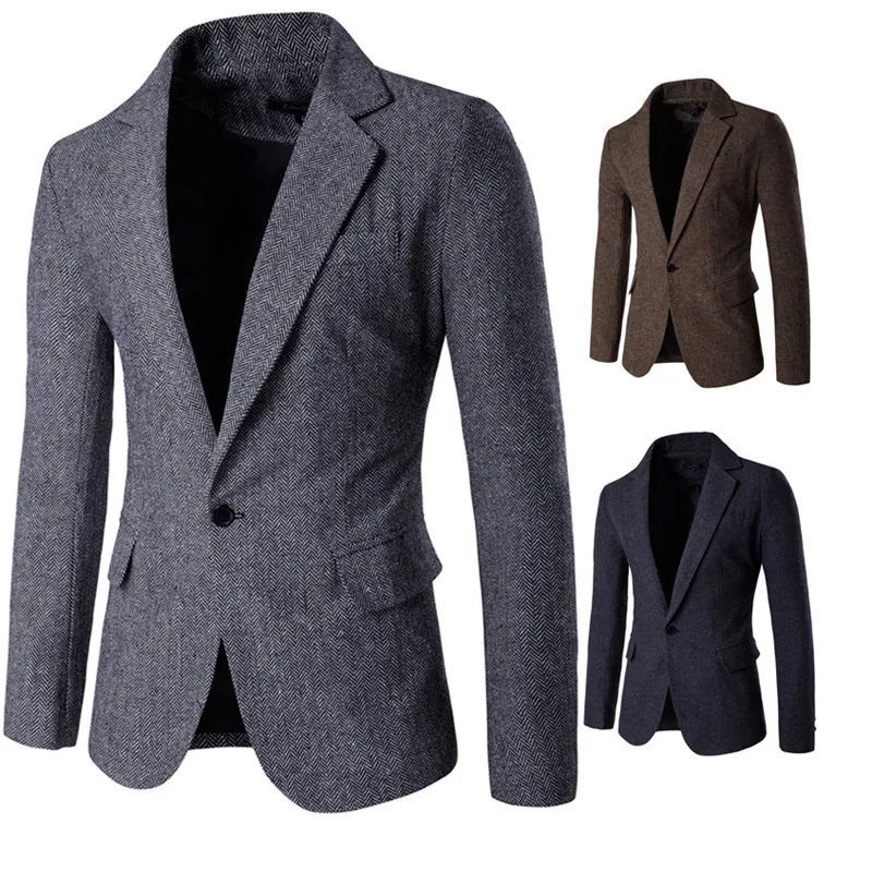 

2019 High-quality NEW Men Fashion Brand Blazer British's Style Casual Slim Fit Suit Jacket Male Cloth Fabric Blazers Men Coat