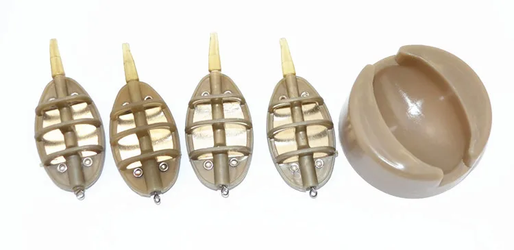 4Pcs/Set Feeder Fishing Method Flat Troughs with Mould Carp Lead Sinker Feeding Trough Pesca | Спорт и развлечения