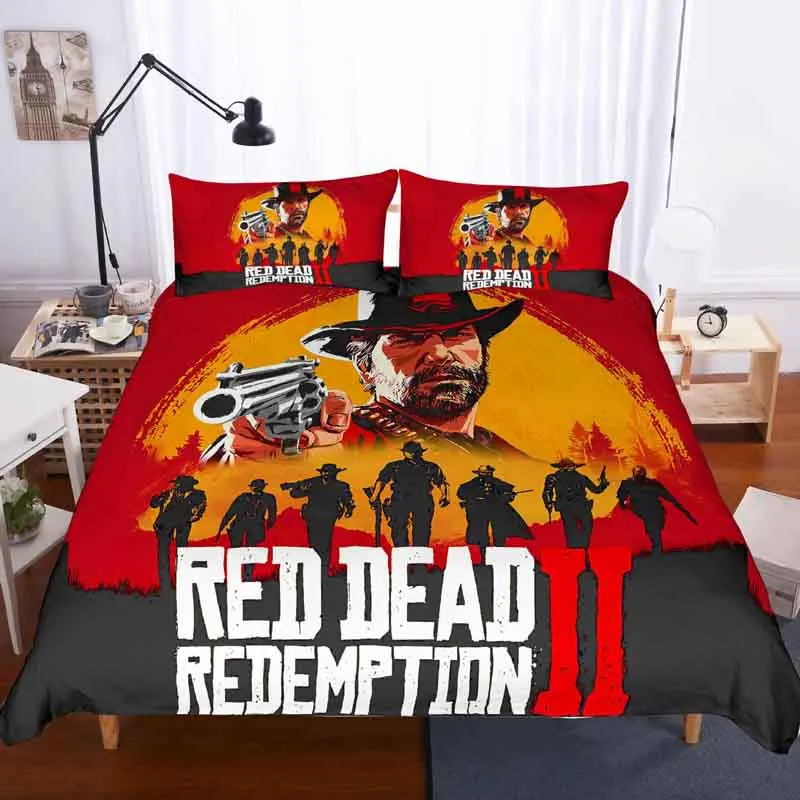 2 Red Dead: Redemp 3D комплект постельного белья Детская комната Декор пододеяльник наволочки ведущая Игра Red Dead: Redemp постельное белье - Цвет: 2