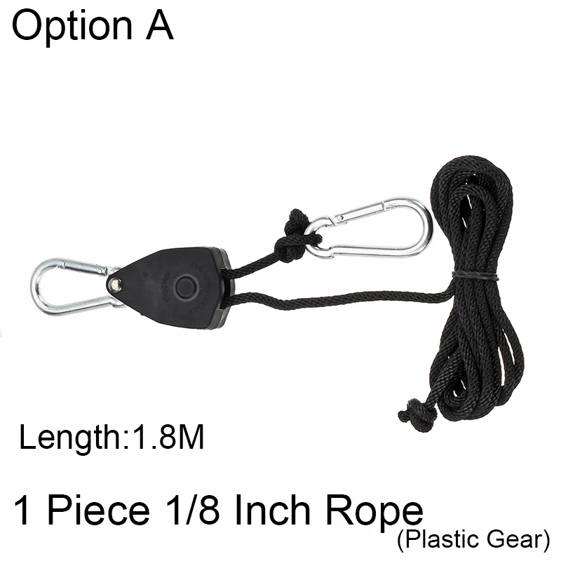 OptionA 1 pc Rope BEYLSION веревки, светильник в виде йойо Вешалки 1/8 дюйма 1/4 дюймовый храповик легкие вешалки отражатель подъемники для привело светать Палатка лампы - Цвет: OptionA 1 pc Rope