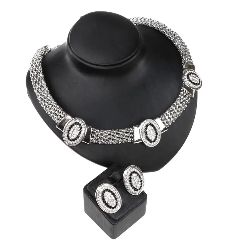 2016 Новый черный белый австрийский кристалл набор украшений для женщин