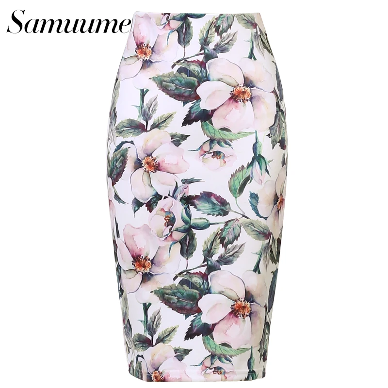 Samume 2018 Новое поступление для женщин Мода цветочный принт миди юбка леди трубки