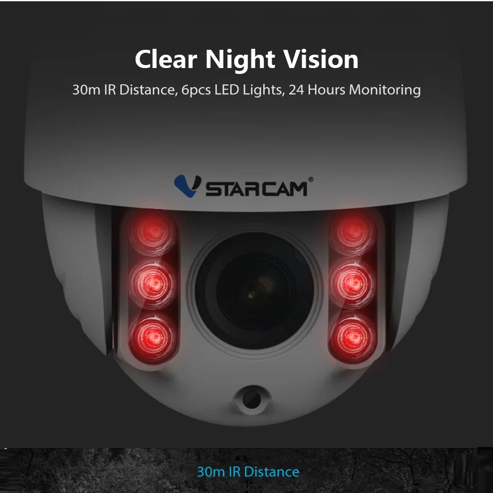 Беспроводная купольная IP камера VStarcam PTZ уличная видеонаблюдения 1080P HD 4X сетевая с
