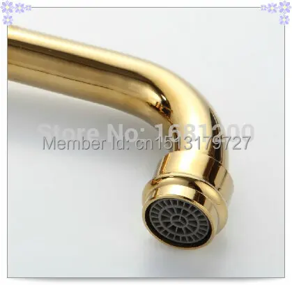 Golden Polished Kitchen faucet Basin swive mxier tap Ti-PVD finish Square Base misturador para banheiro | Обустройство дома