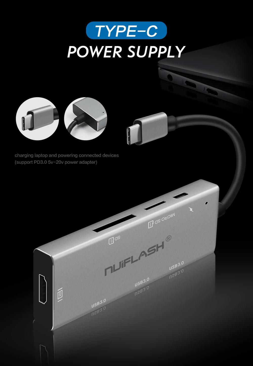 Nuiflash usb-хаб USB C к HDMI RJ45 Thunderbolt 3 адаптер для MacBook samsung Galaxy S10 huawei mate P20 Pro type C USB 3,0 концентратор