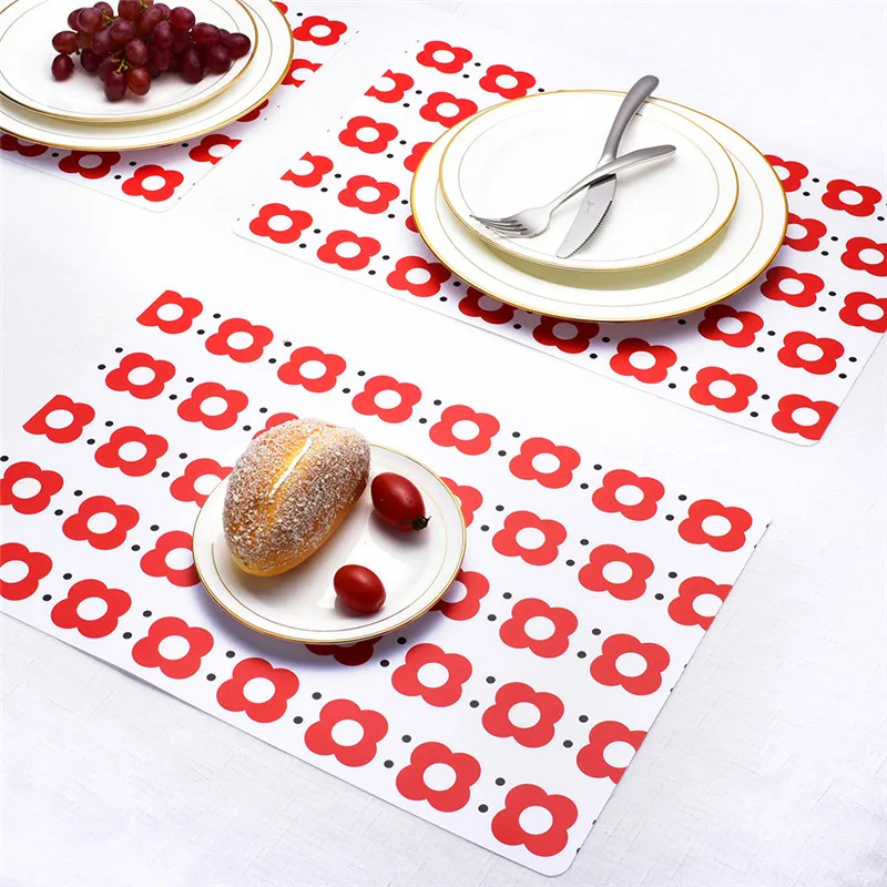 2 шт. маленький красный цветочный геометрический домашний коврик для стола