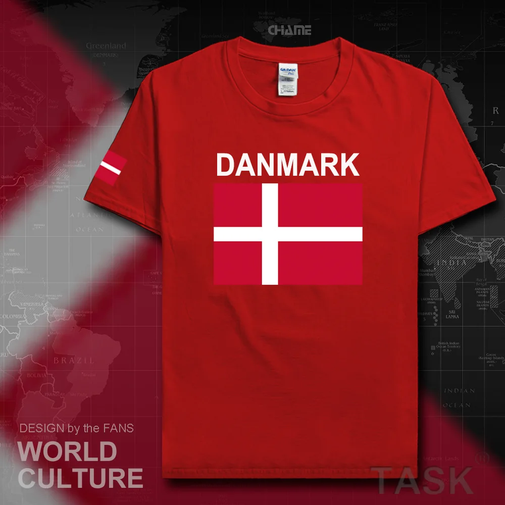 Датская Мужская футболка 2017 трикотажная с национальной символикой 100% хлопковая