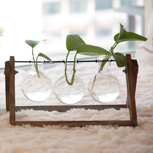 Растительный Террариум с деревянной подставкой стеклянная ваза держатель для
