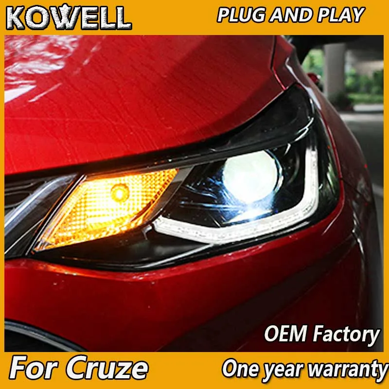 

2PCS Car Styling for Chevrolet Cruze led headlights 2017-2018 Cruze front light led drl HID double Bi-Xenon Lens low high beam