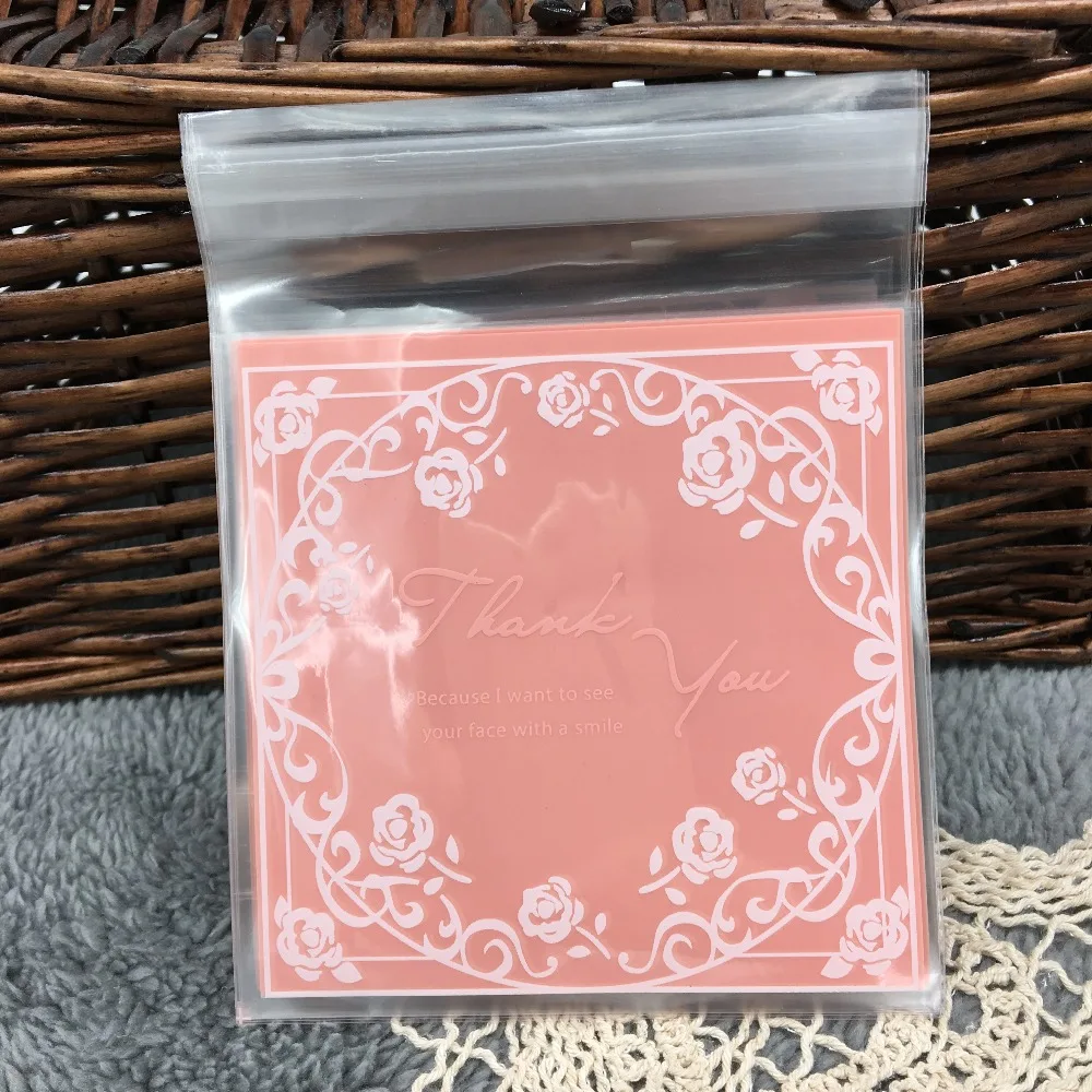 Оптовая Продажа 1000 шт. 10*10 + 3 см милая розовая роза гирлянда самоклеящиеся пакеты