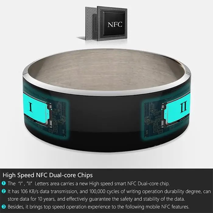 Водонепроницаемый цифровой смарт Кольцо NFC носимых для NFC мобильного телефона белый, черный