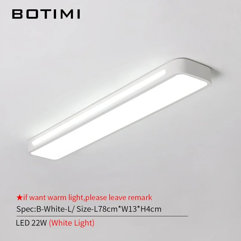 B-White-L-WL BOTIMI прямоугольник 220 В светодиодный потолочный светильник для коридора Современный Белый поверхностный монтаж гардеробная лампа простое офисное освещение - Цвет корпуса: B-White-L-WL
