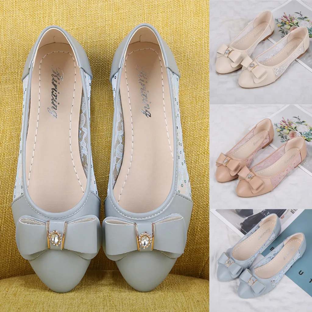 

SAGACE Women Flats Shoes fashion round toe Crystal Bowknot Loafers Casual Shoes Woman 2019 new Ladies Boat Shoe Ballet Zapatos #