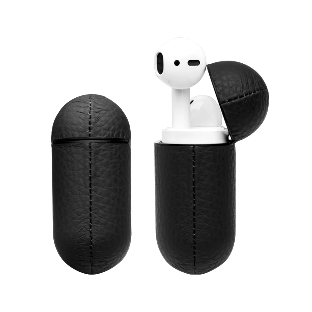 Чехол QIALINO из мягкой натуральной кожи для Apple Airpods 1/2 противоударный чехол