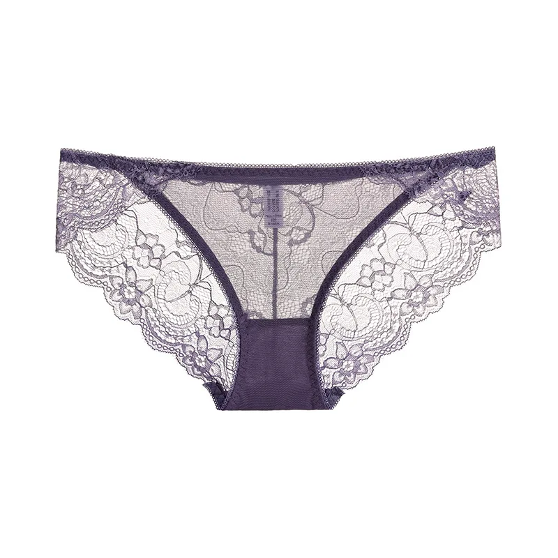 grey purple Сексуальные кружевные трусики, нижнее белье для женщин, 1 шт., низкая посадка, высокое качество, 9 цветов, M-XL, женские трусики, женское нижнее белье, BANNIROU - Цвет: grey purple