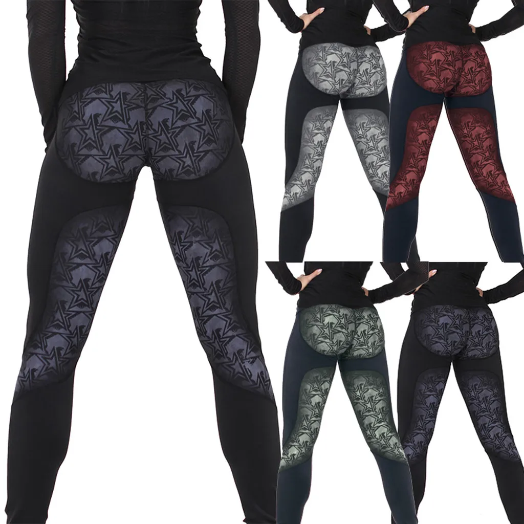 Женские модные штаны с высокой талией и принтом леггинсы для бега йоги женские