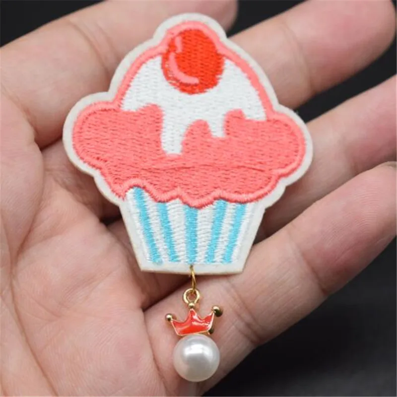 Embroidery patch cake deal with it Women Men Kids Clothes Diy pearl crown badge iron on patches for clothing Street Fashion | Дом и сад