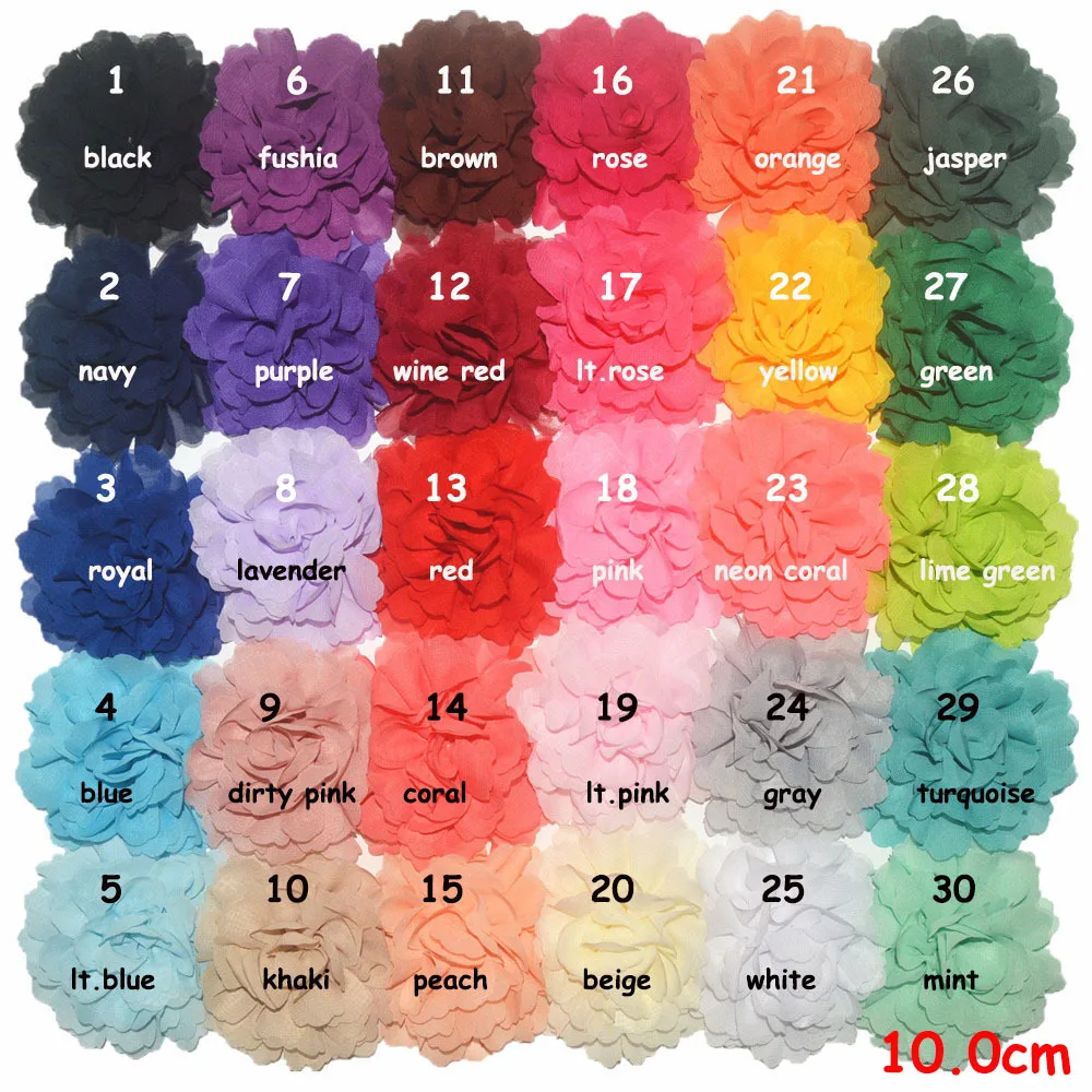 

Classic hair flowers 4" chiffon flower for hair accessories headbands 100pcs/lot flat back girls hair accessories