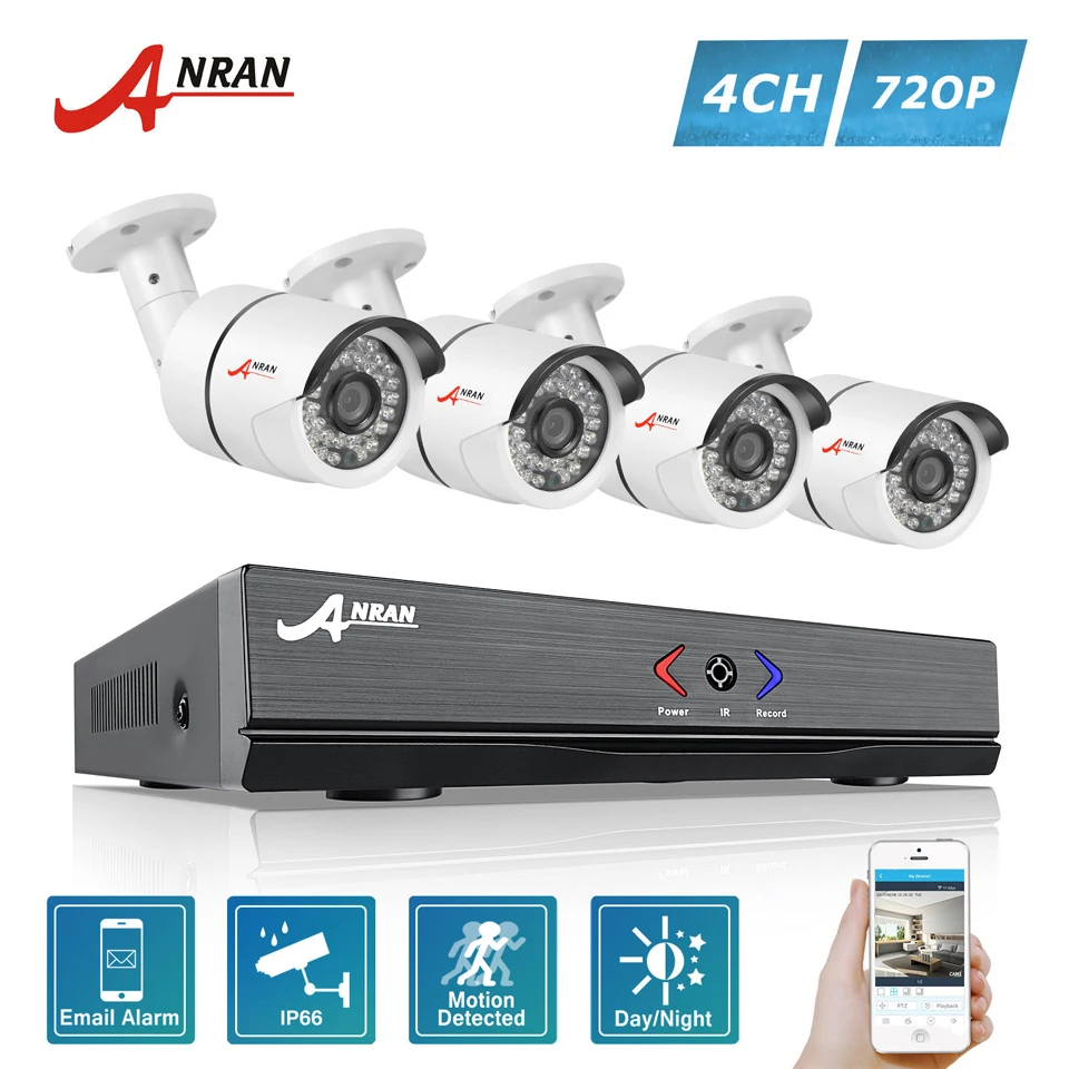ANRAN наблюдения 4CH HD 1800N AHD DVR 1800TVL 720 P 36IR День Ночь Открытый Водонепроницаемый видео