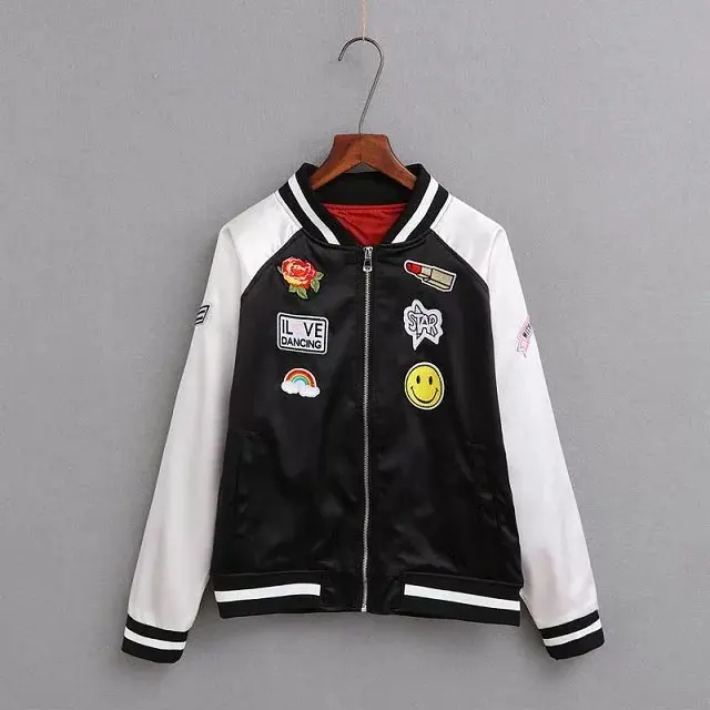 Женская куртка-бомбер с вышивкой VOGUE!N куртка длинными рукавами в стиле Харадзюку