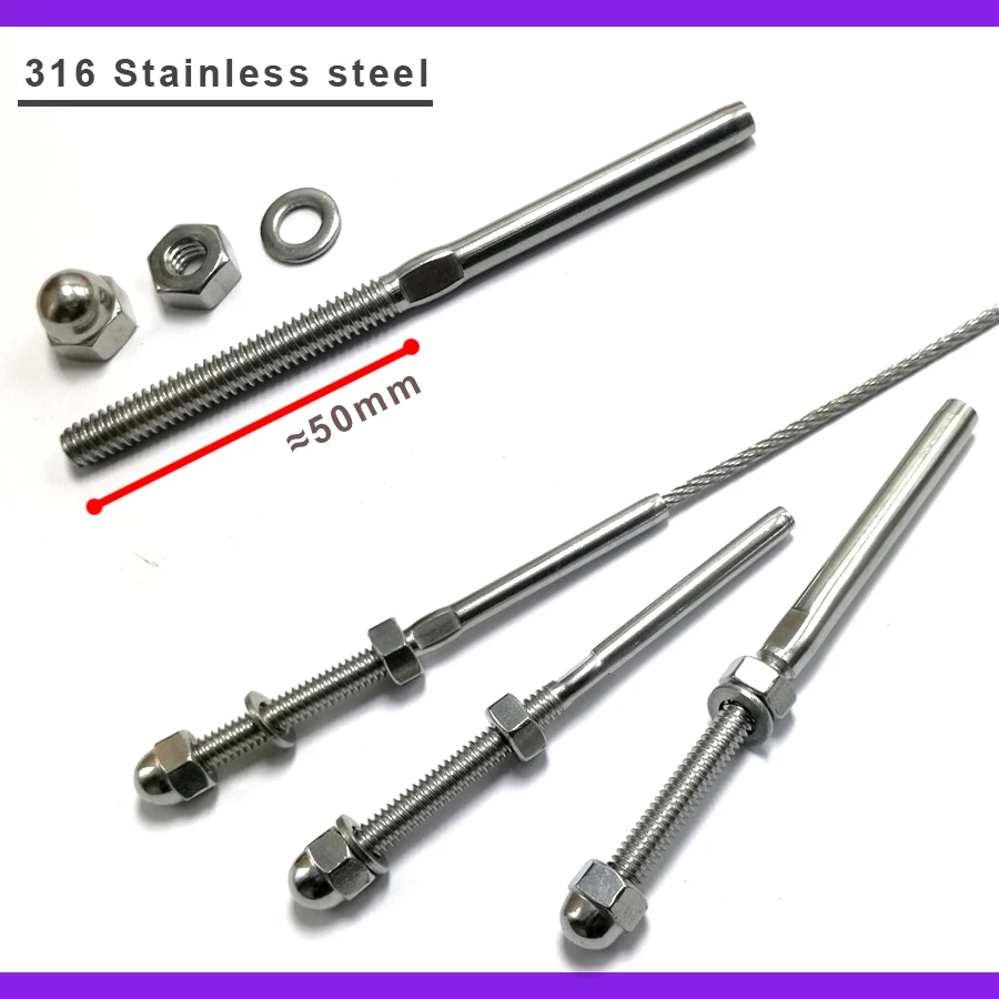 Cable Threaded Stud End fitting Terminal 316 stainless steel wire rope railing accessories J032 | Hooks