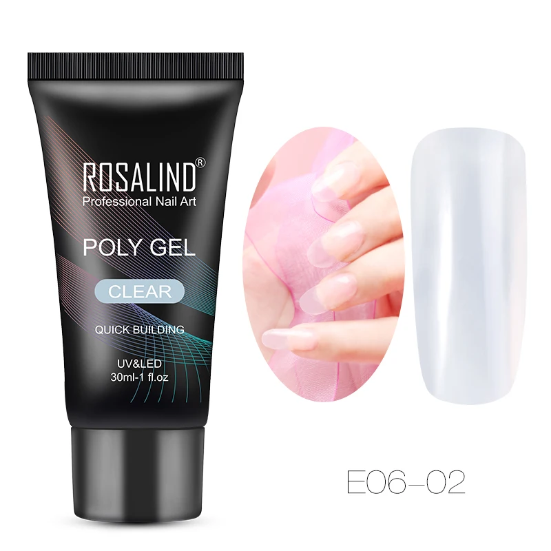 RE06-02 ROSALIND 30 мл акриловый полигелевый удлиняющий гель для маникюра, для наращивания ногтей, кристаллический быстросъемный полигелевый лак для ногтей - Цвет: RE06-02