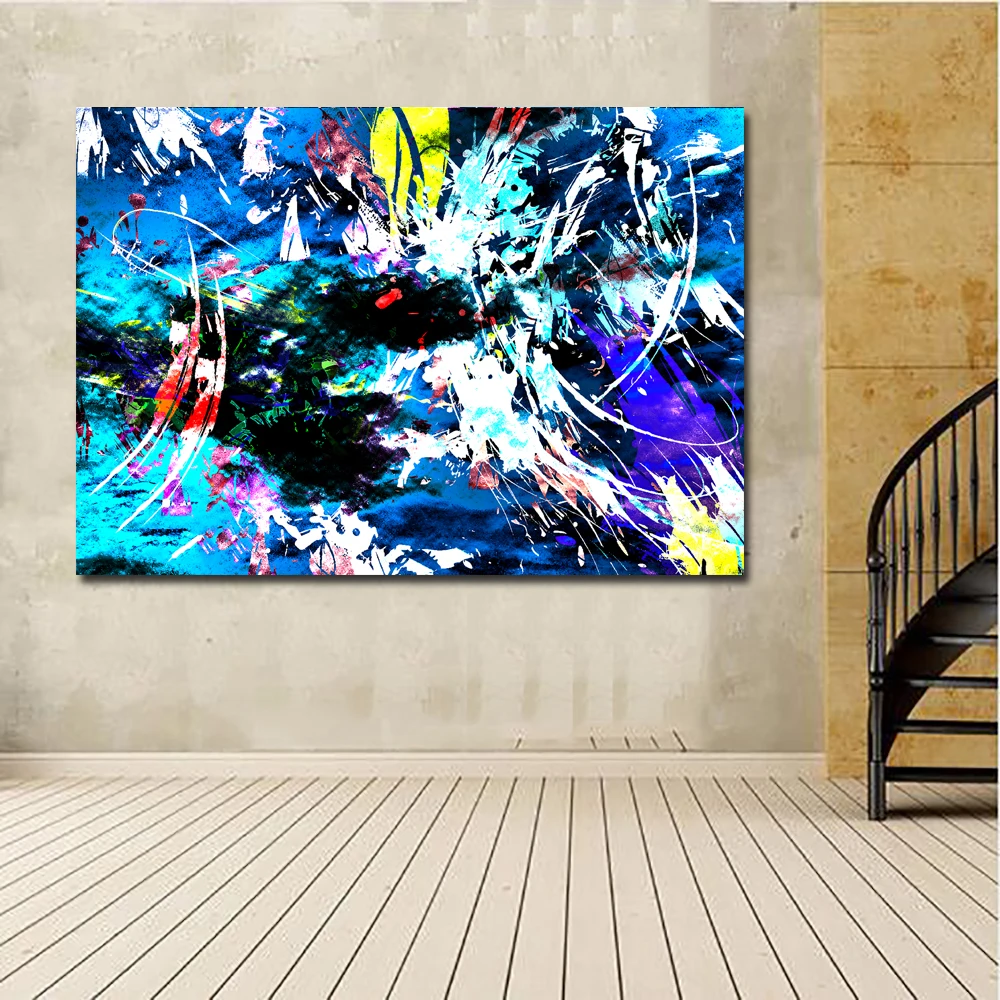 Самоотверженно абстрактная живопись синий настенная художественный принт