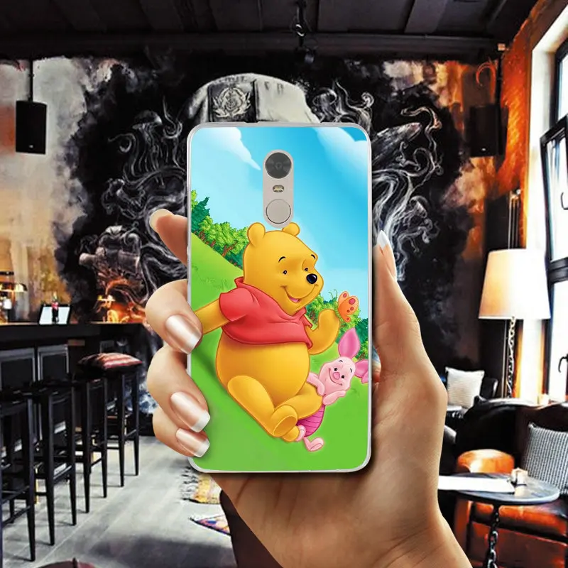 Мягкий ТПУ чехол для телефона Xiaomi mi Red Note 2 3 S 4 4X 4A 5 5S 6 8 A1 Pro Plus с Винни-пухом м/ф