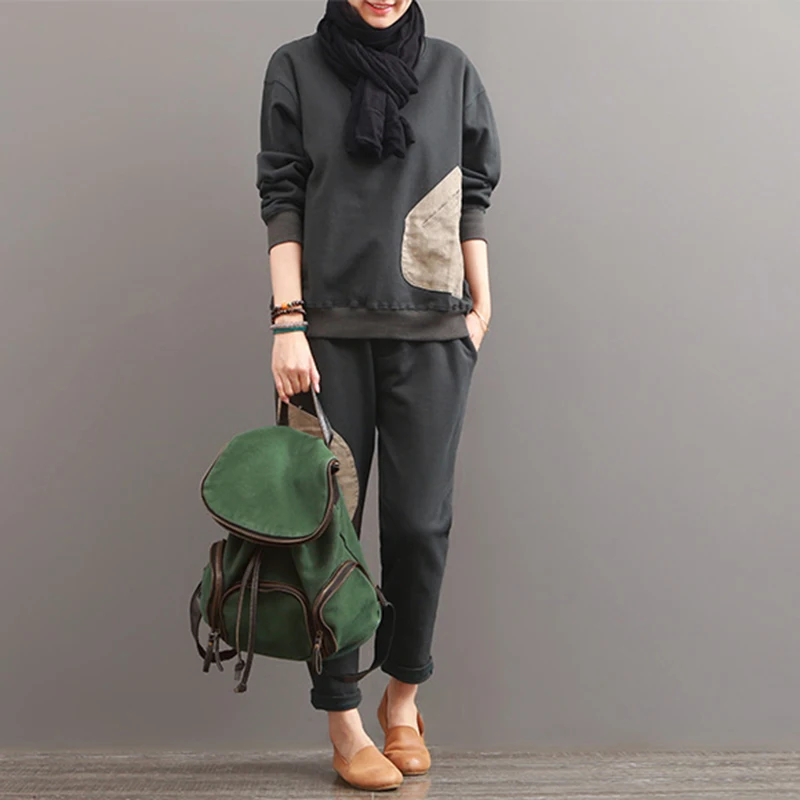 Большой размер спортивные комплекты из двух предметов Осень зима 2020 новый