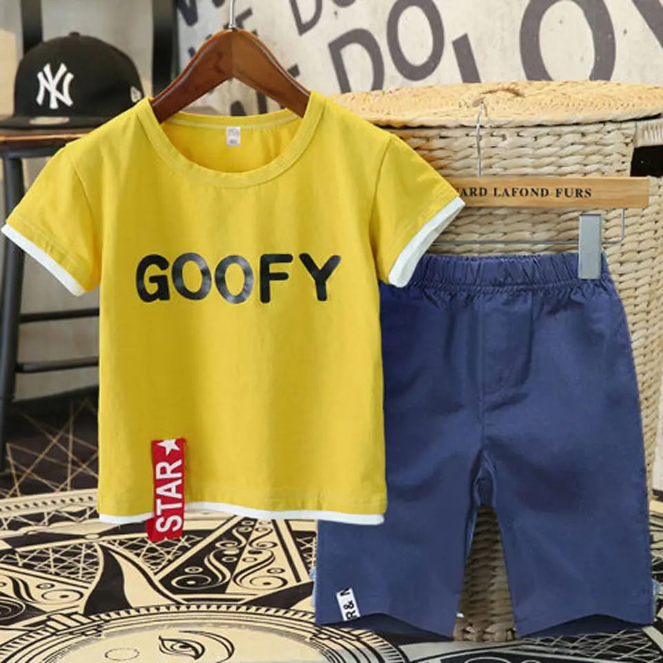 Kids Sets Boys Summer New Children Short Sleeved T Shirt +Pant Two of Children's Sport Suit 4-12 Ages Clothing 7 Styles |