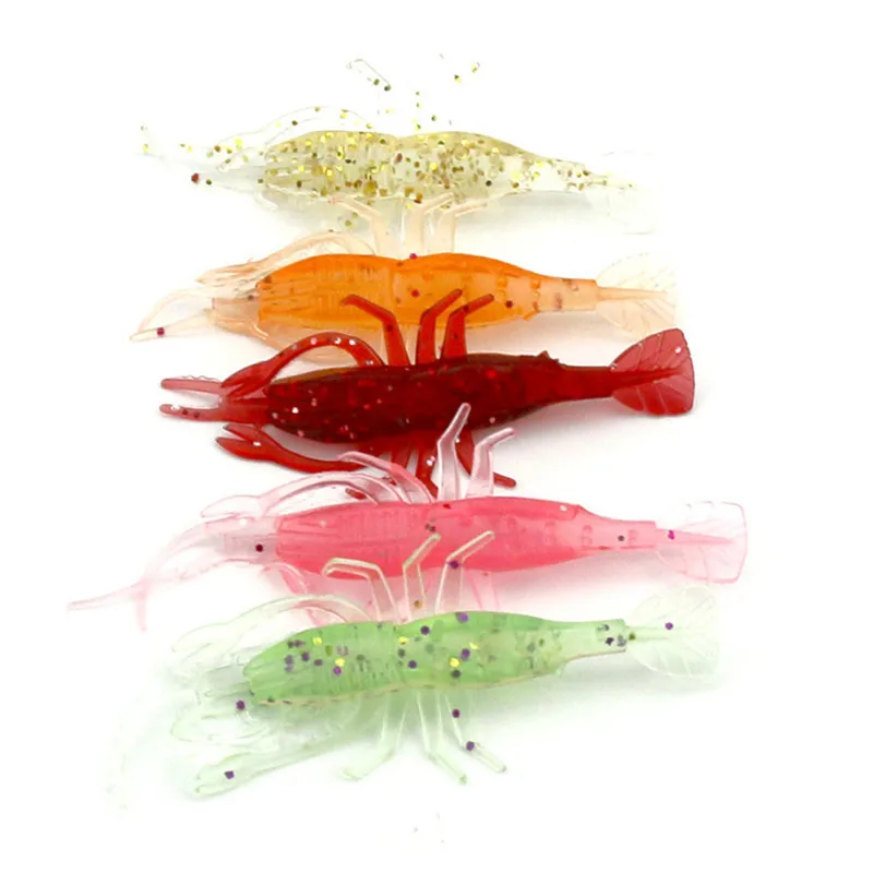 5 шт./пакет смешанные Цвет искусственный креветки Рыбалка приманки Мягкие