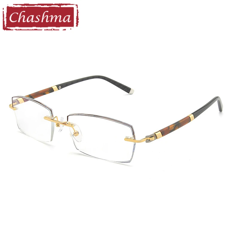 Gold Золотые оправы для очков мужские oculos de grau masculino armacao без оправы корректирующие очки при близорукости оправы для очков - Цвет оправы: Gold