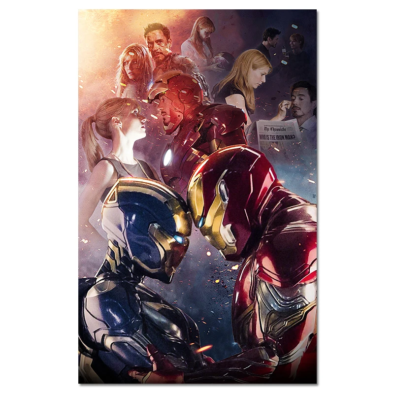 Tony And Pepper Potts Шелковый плакат супергерой ткань художественное произведение печать фильмов домашний декор для спальни бар Железный человек настенная художественная картина 40x60 см