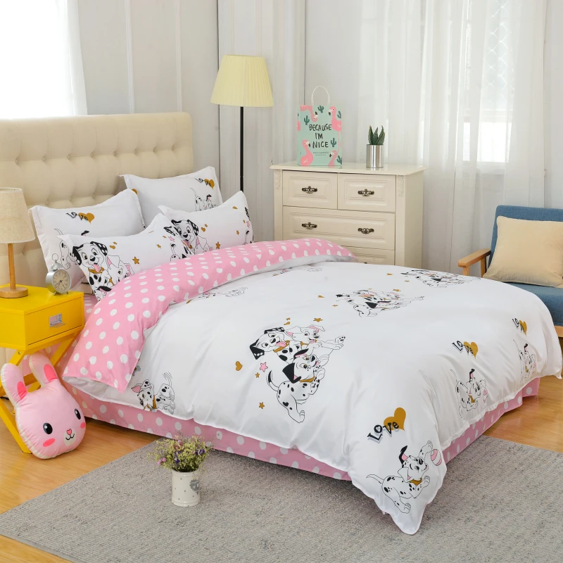 4 шт. милые Пегий пес любовь мультфильм Твин/Полный/Queen/King Размеры постельное