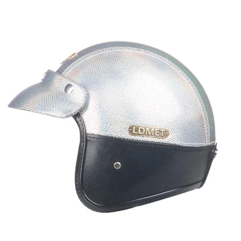 Открытый шлем Кафе racer Кожа PU moto rcycle Ретро 3/4 открытый шлем kask jet casco de moto pilot - Цвет: 2