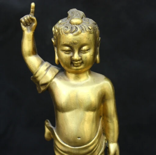 Chinese Temple Fengshui Lucky Money Brass Statue Sakyamuni Buddha Sculpture |